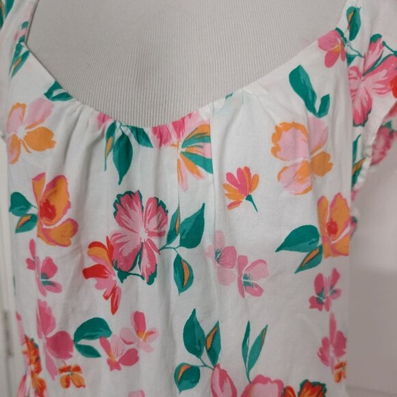 J Crew Factory Floral Midi Dress Womens Size Small White Flutter Sleeve Tiered - Picture 3 of 14